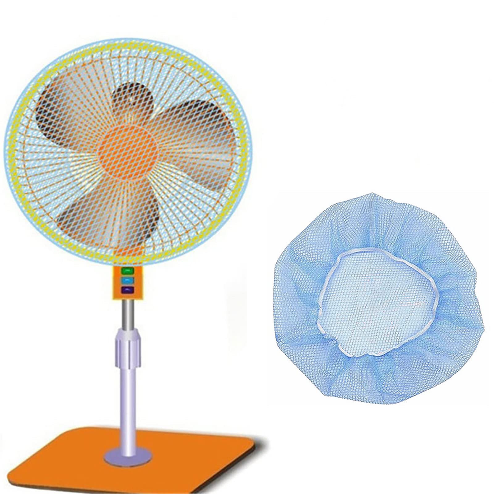 Housse de Sécurité pour Ventilateur avec Filet Anti-Pincement - Protection Enfant et Anti-Poussière pour Ventilateur Électrique d'Été, Maison ou Chambre - Taille Unique (Blue)