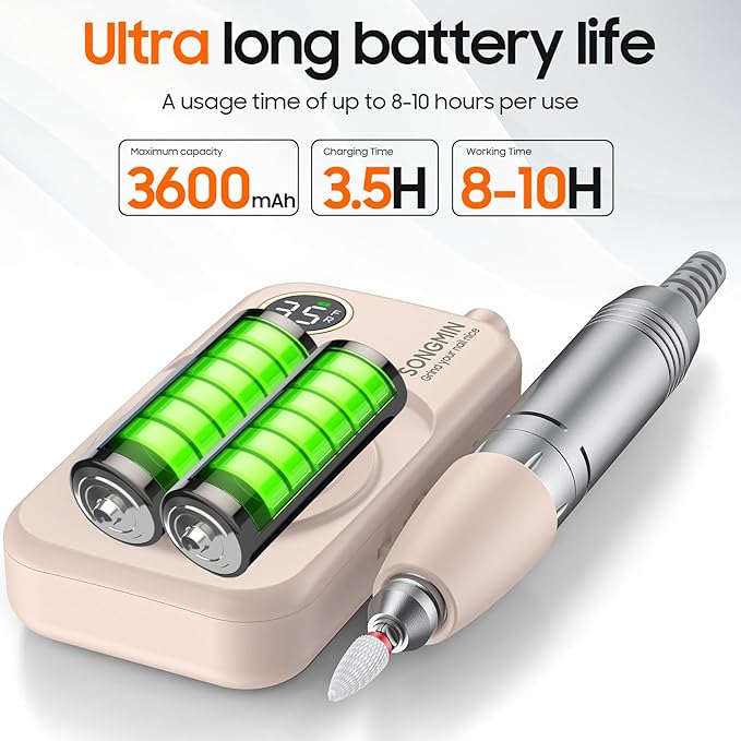 Taladro Eléctrico para Uñas Profesional 35000 RPM SONGMIN Inalámbrico miniatura 4