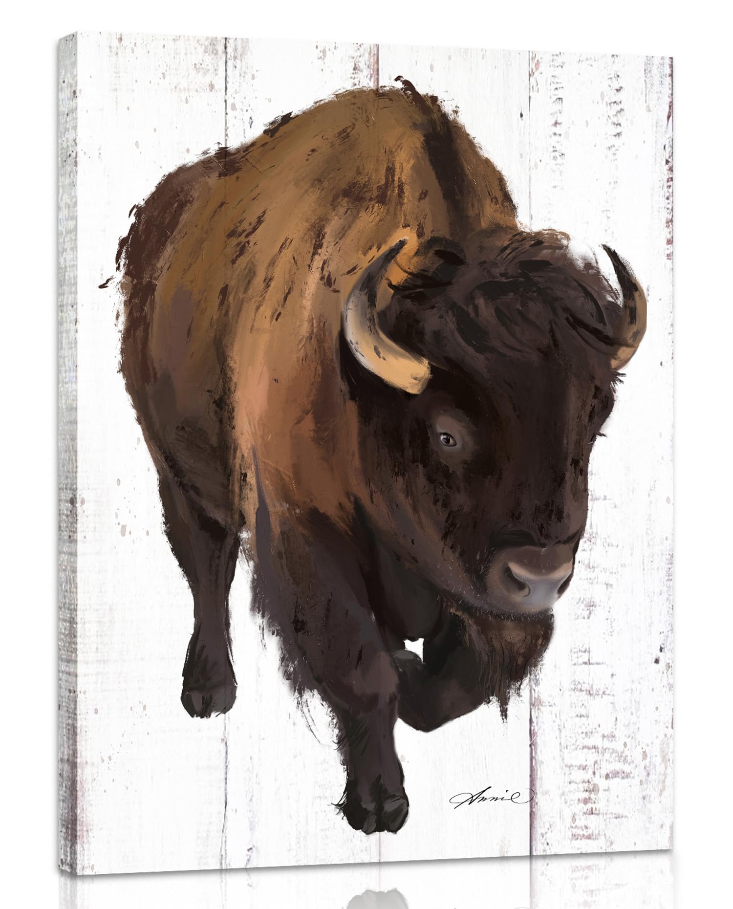 Bison Pictures Wall Art:Highland Cow Pictures Wall Decor Framed Canvas Posters Rustic Wall Decor Living Room Bathroom Decorations Farmhouse Paintings,12" x 15"