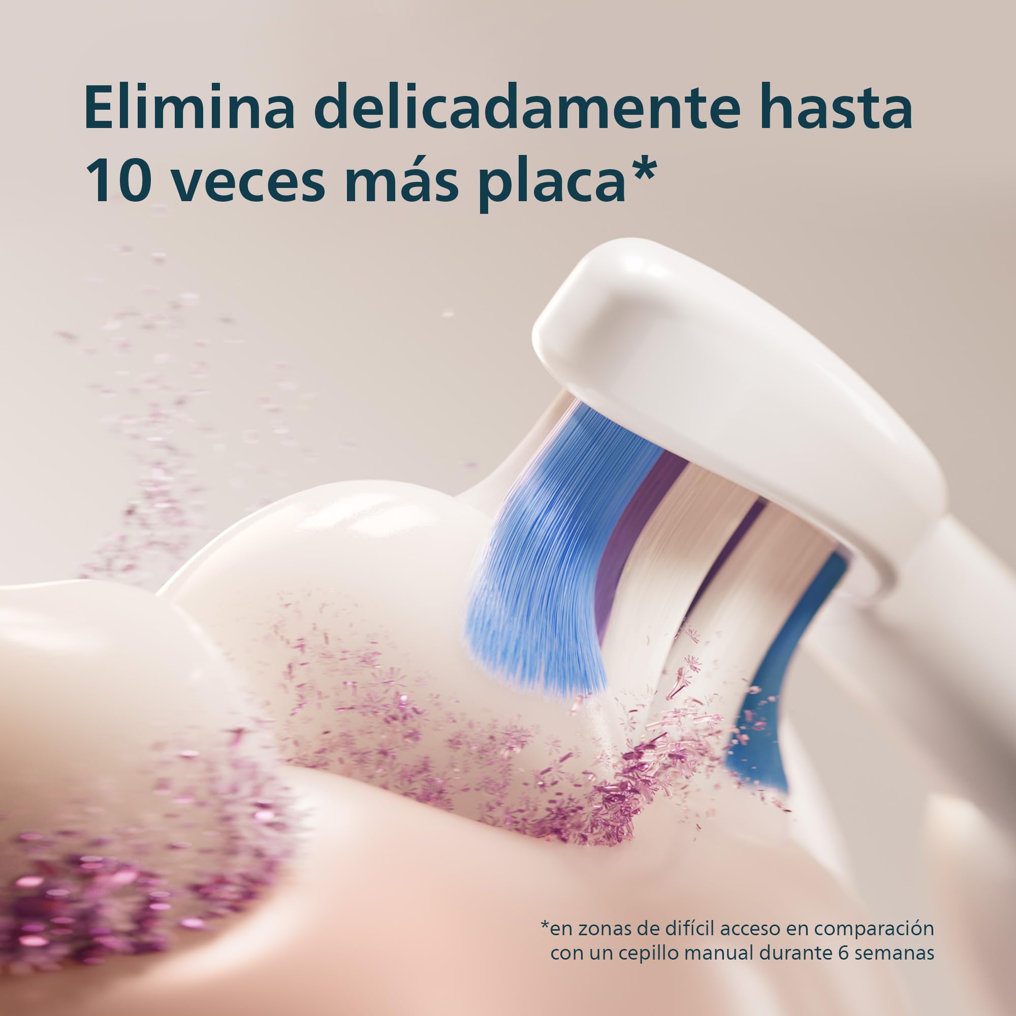 Philips Sonicare 6100 cepillo dental eléctrico, sónico con 2 modos de cepillado y 3 niveles de intensidad, EasyStart, estuche de viaje, blanco, HX7400/02 [Nueva Tecnología]