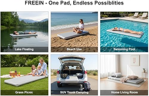 Miniatura 6 de Freein Colchoneta inflable para acampar, 76 x 26 x 4 pulgadas, cama de aire portátil para tienda de campaña, automóvil, suelo, cama de invitados en