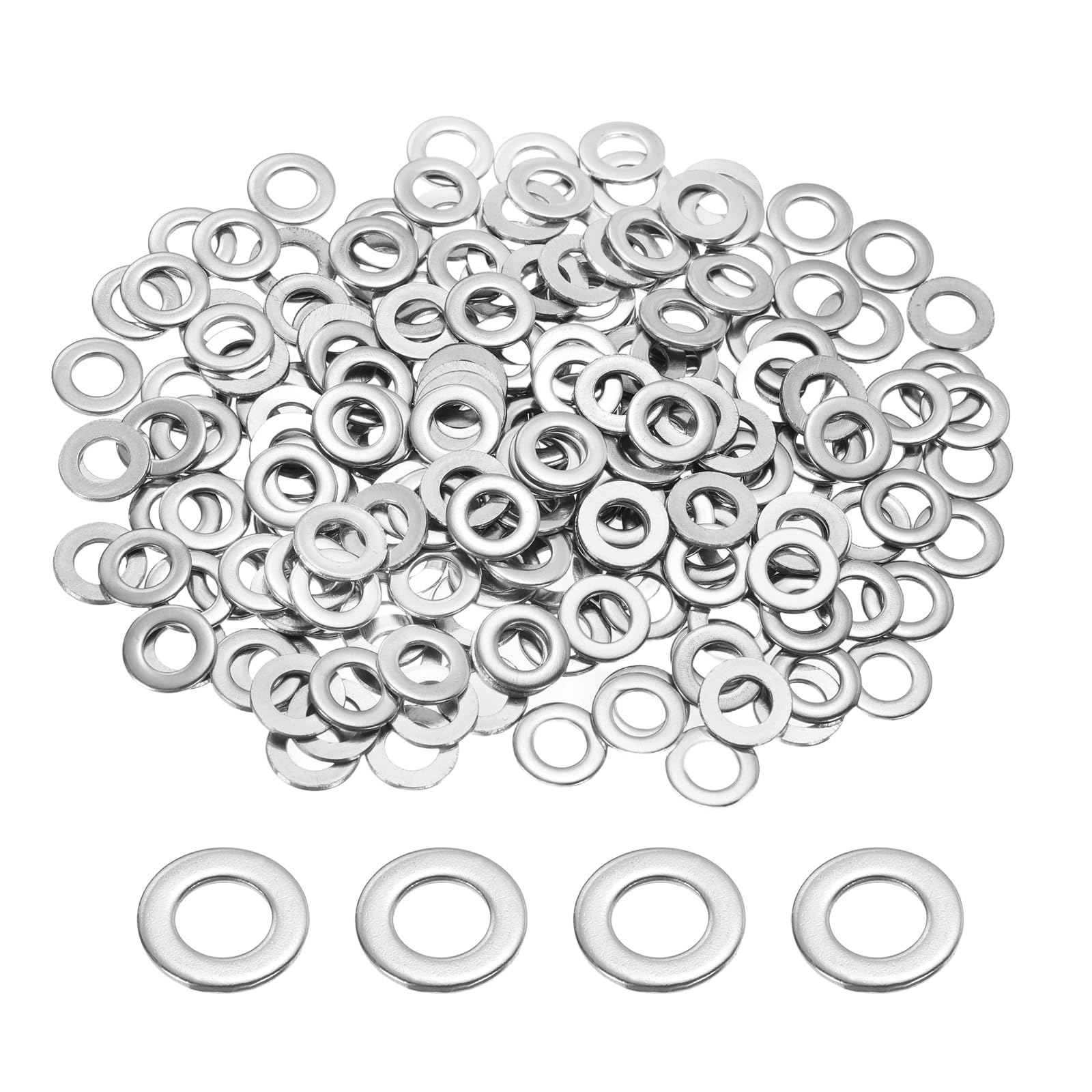 PATIKIL M5 304 Stainless Steel Flat Washer, 200 Pcs 5mm ID 10mm OD 1mm Thick Metric Washers Metal Sealing Gasket Ring for Screws Bolts Factories Home Outdoor Projects