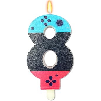Game Controller Candle 8th Birthday Boy Girl Gaming Birthday Candles Numbers 8 Video Game Number 8 Candle Blue Red Number Candle 8 Game on Candles 8th Birthday Boy Gaming Party Candles 8