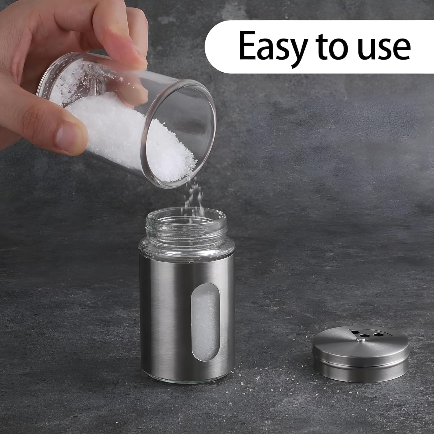 Stainless Steel Salt & Pepper Shakers - Elegant Set -9