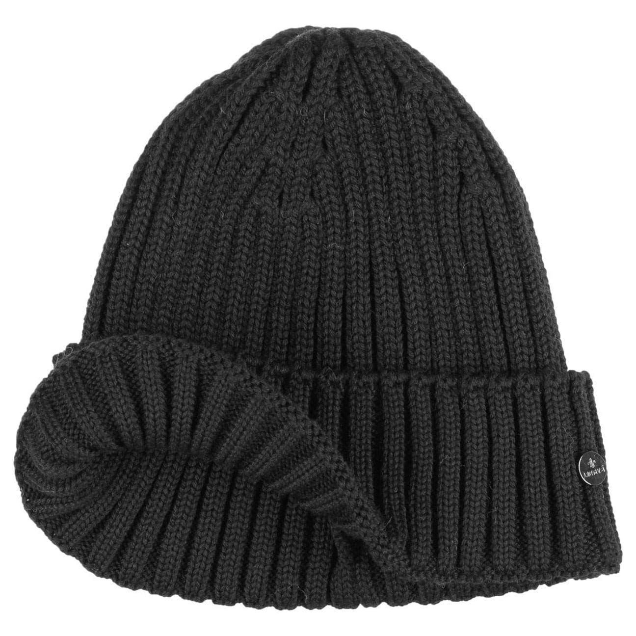 LIERYS Merino Strickmütze Rippstrick Wintermütze Herren Umschlagmütze