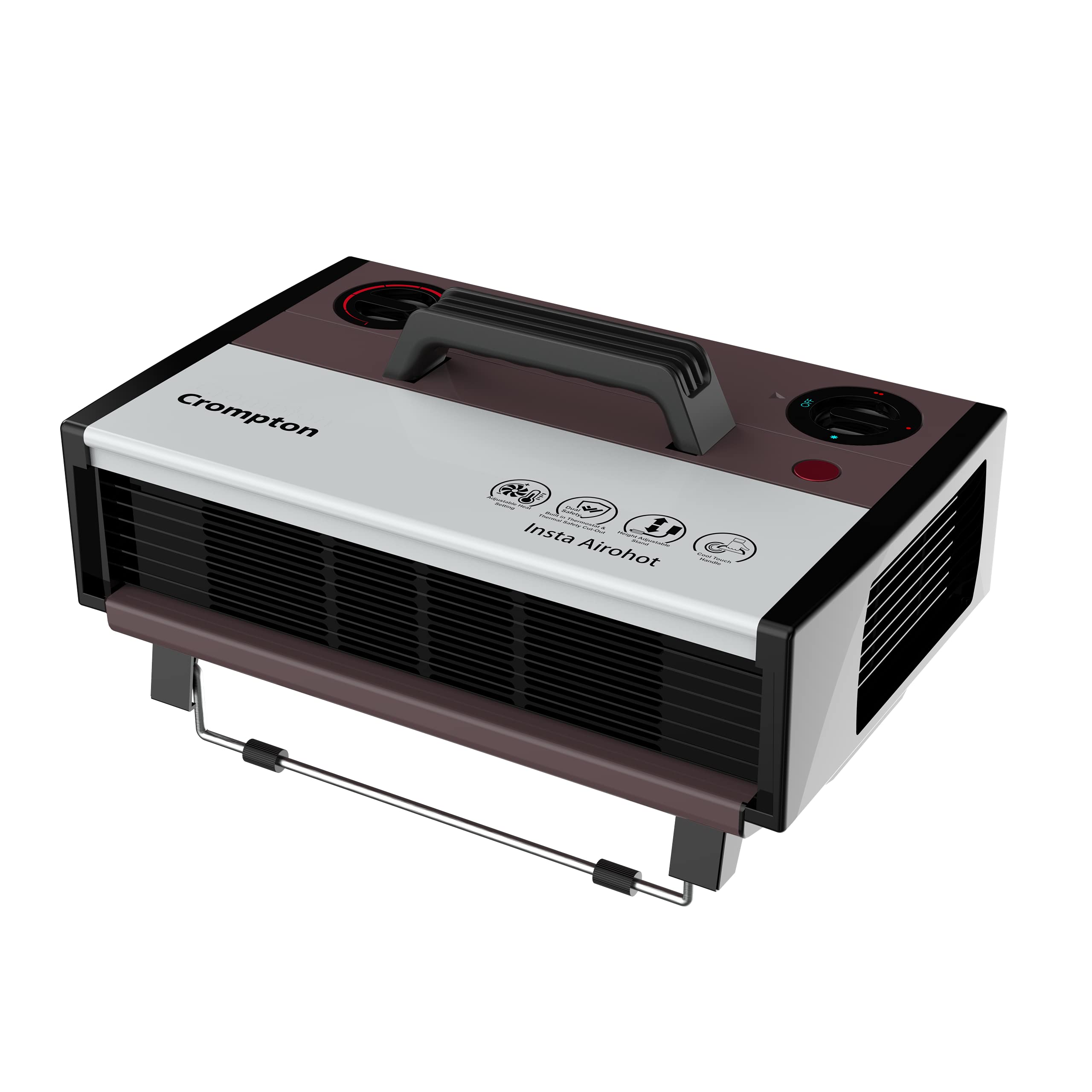 Crompton Insta Airohot 2000W heat convector with adjustable Thermostats Plastic body ISI Approved, Maroon, Standard