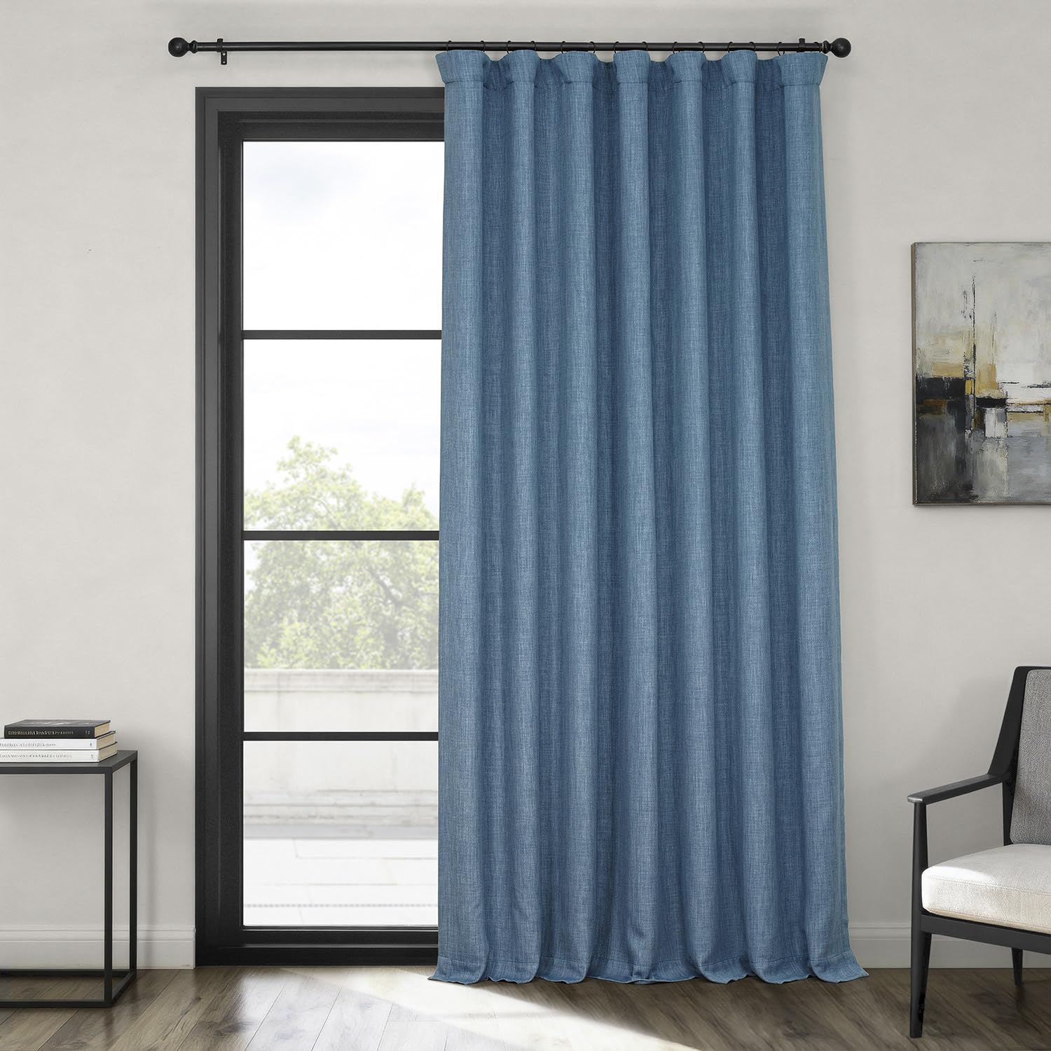 HPD Half Price Drapes BOCH-LN-DW-P keten karartma perdesi, ekstra geniş, 100 x 108 cm, denim