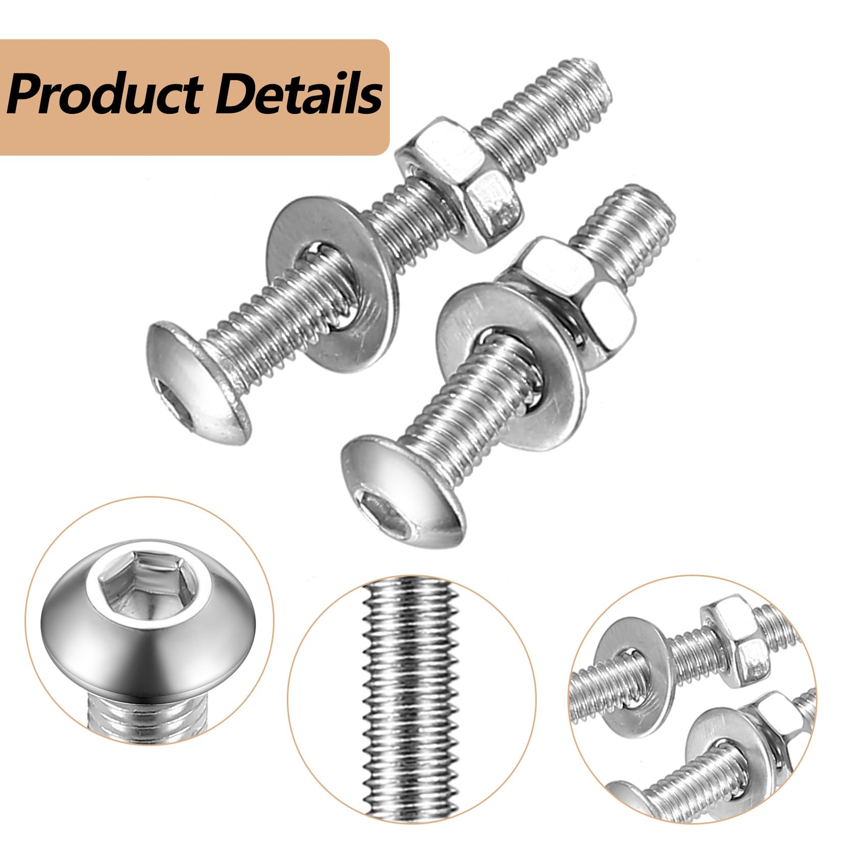 M4 Screws Set, 495 Pcs Nuts and Bolts Set, Hex Socket Head Cap Bolts and Nuts, Hex Socket Button Head Cap Screw and Washers - Image 3