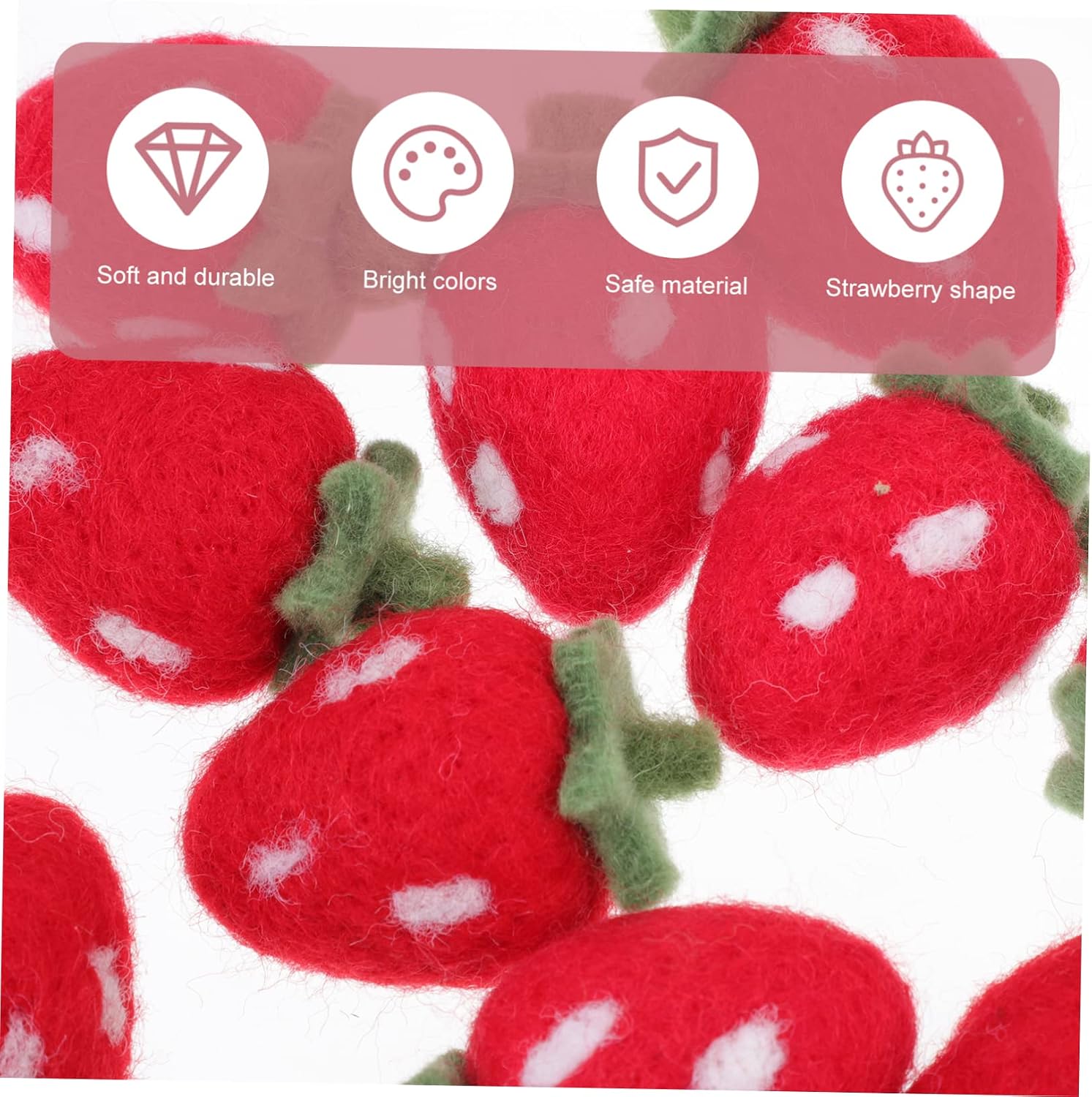 UTHCLO 10pcs Felt Strawberry Craft Ornaments Cute Felted Decorations for and Holiday Festivities