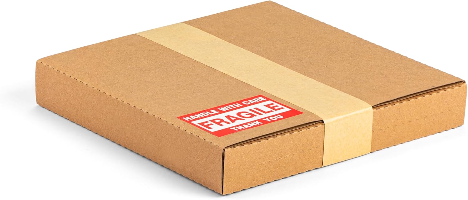 7 Inch 45 RPM Record Mailers (NOT for 12" LPs), 7.5 x 7.5 x 1.1 Inch Corrugated Cardboard Shipping Boxes for Vinyl Singles with Fragile Stickers, Kraft Brown, 50 Pack