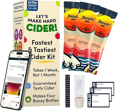 Miniatura 6 de Brewsy Kit de inicio para la elaboración de vino - Kit de vino personalizado - 4 botellas en 9 días - Vino tinto o blanco - Usa cualquier jugo