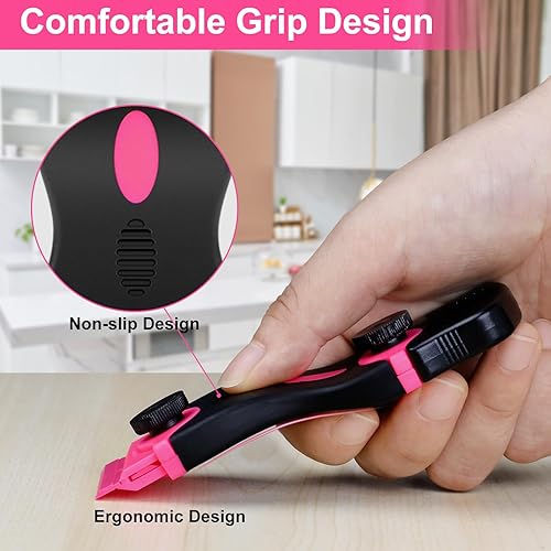 Miniatura 6 de THINKWORK Rascador de cuchillas de afeitar  Regalo de raspador rosa para mujeres, juego de herramientas rascadoras 2 en 1 con 20 cuchillas de