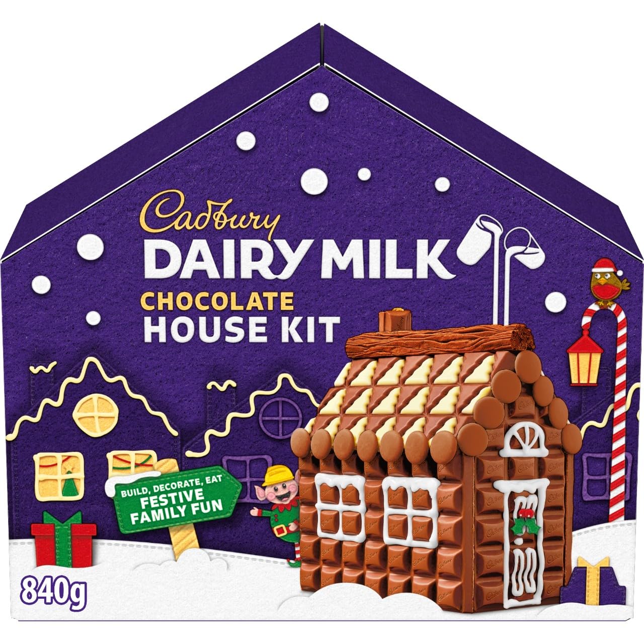 Cadbury Dairy Milk Christmas Chocolate House Kit, Selection of Dairy Milk Chocolates, Perfect Christmas Activity, Festive Milk Chocolate Gift Set, 840 g (Pack of 1)