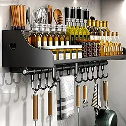 Suporte Organizador de Cozinha Adesivo Porta Temperos Utensilios de Parede Facas Condimentos 60cm