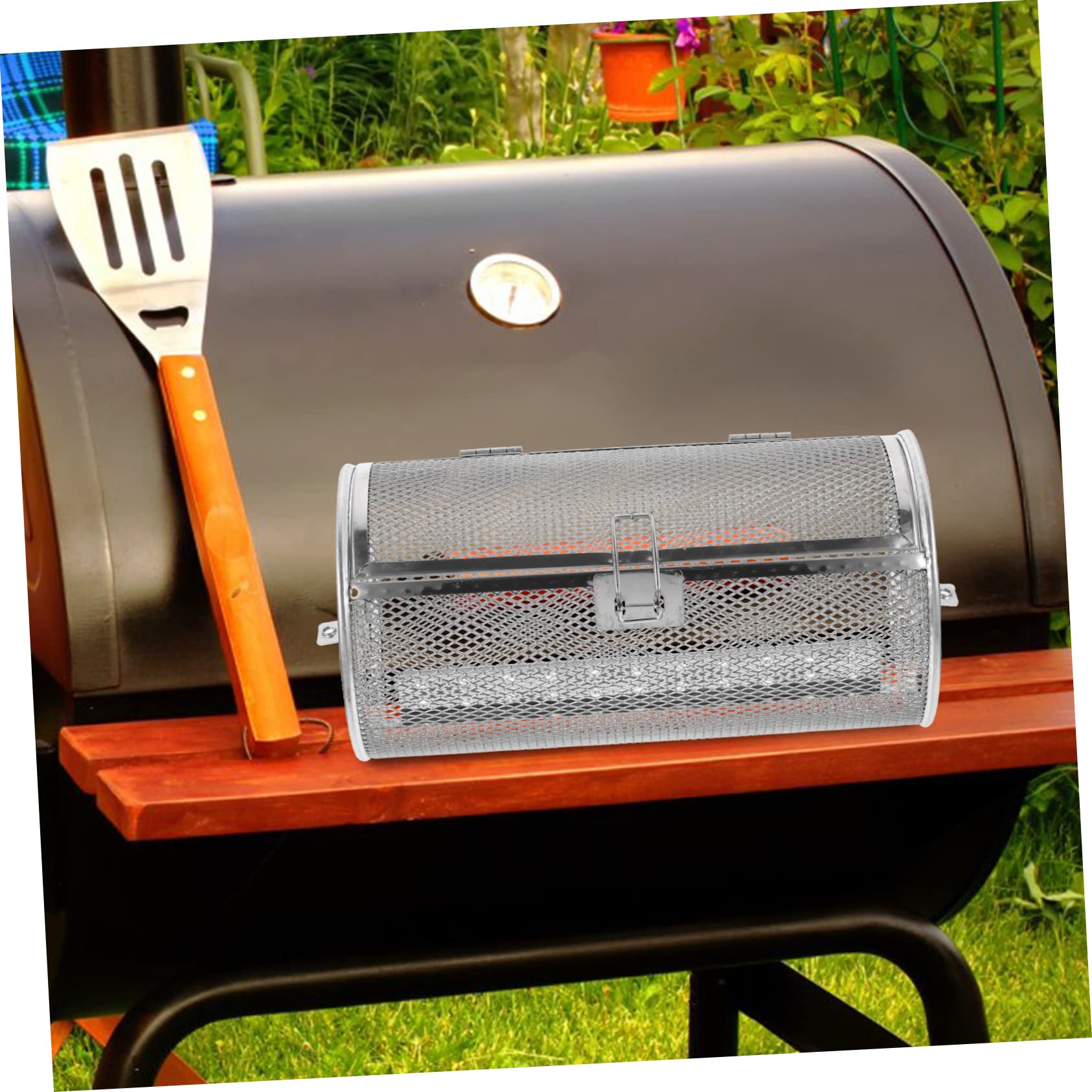 Toyvian Cestello Girevole in Acciaio Inossidabile per Cucina e Barbecue, Design Rotante, Uso Versatile, Colore Argento, per Arrostire Verdure e Funghi in Famiglia