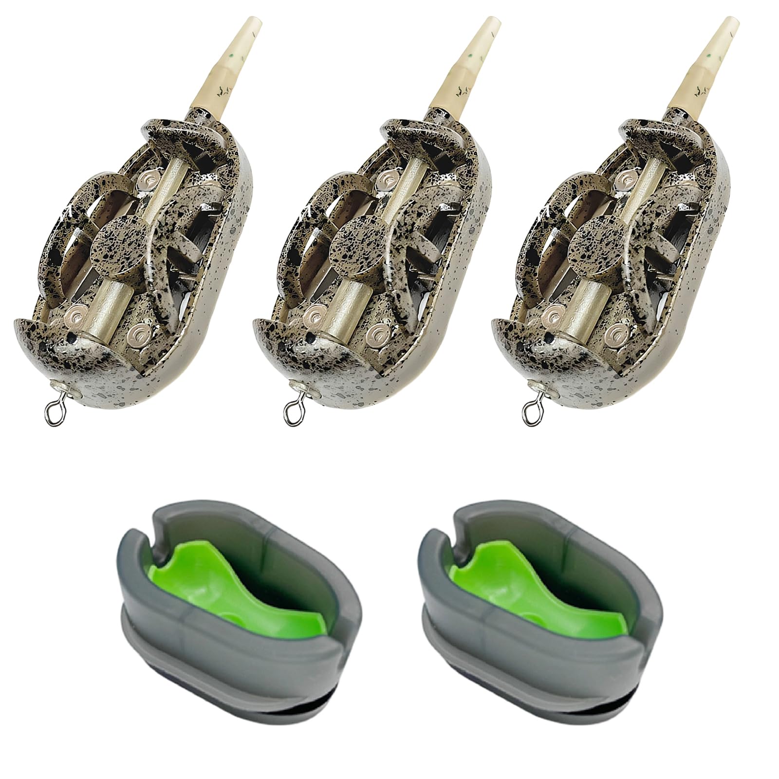 Method Feeder Set with Quick Release Mould, 3 Method Feeders and 2 Bait Carriers for Feeder Fishing, Includes 20g 30g 40g Weights for Carp Fishing in Lakes and Saltwater