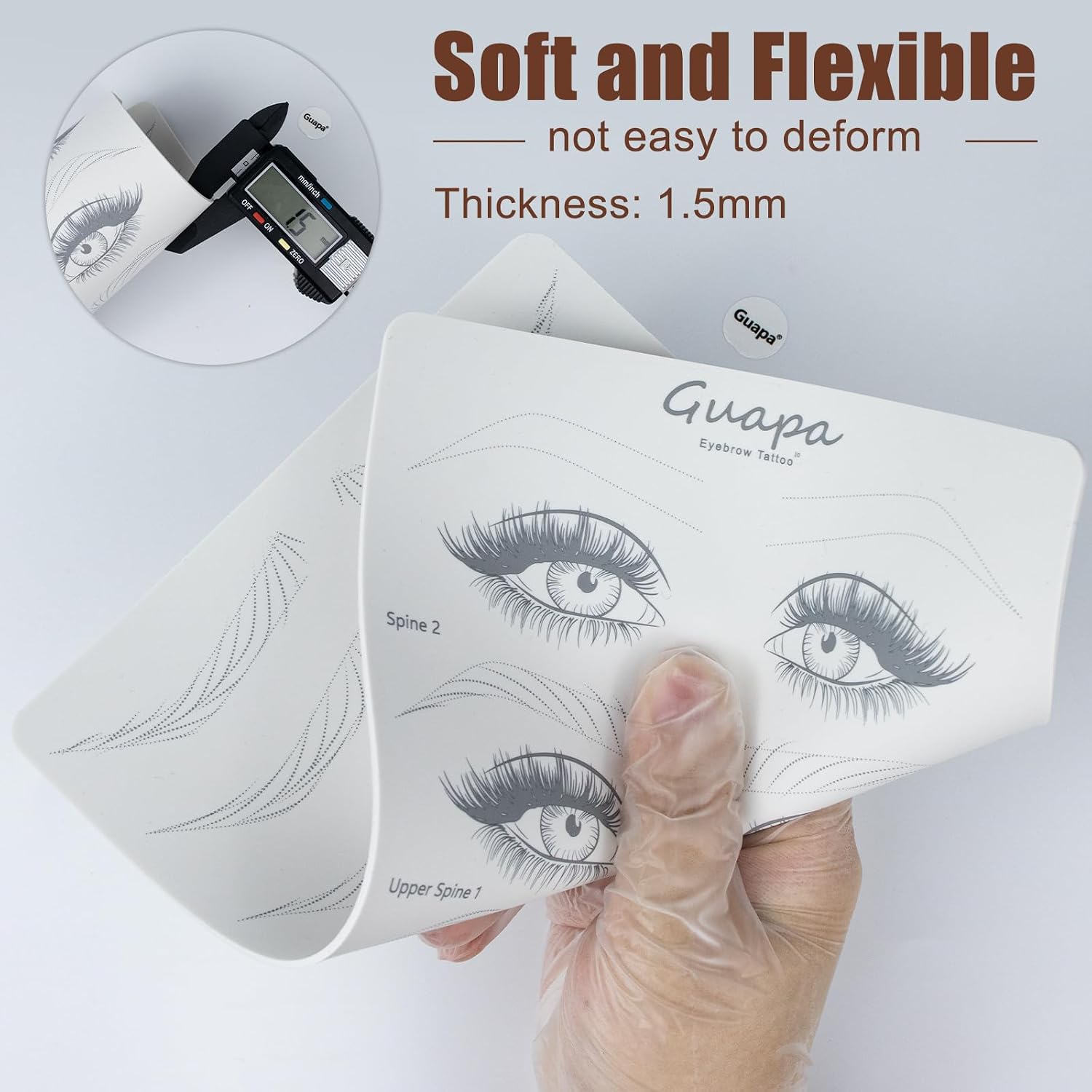 Guapa 5D Permanent Makeup Practice Skin - Double Sided Pre-printed Spine Lines Practice Skin For Eyebrow Tattoos - Fake Skin Sheets - Microblading Supplies (Pink-3PCS)