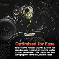 Vista 5 de TRUE MODS 2" 1156 Luz trasera LED anaranjada de señal de giro para Harley Davidson [Juego de par] [Acabado negro] [Estilo bala] Para Harley