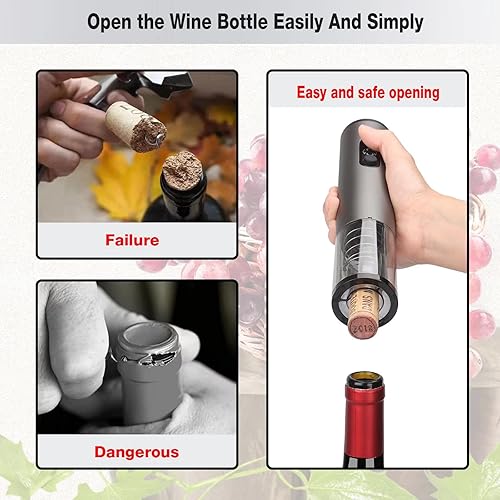 Miniatura 4 de Yoocylii Vertedor aireador de vino eléctrico, decantador de vino portátil de un solo toque y bomba dispensadora de vino para vino tinto y blanco,