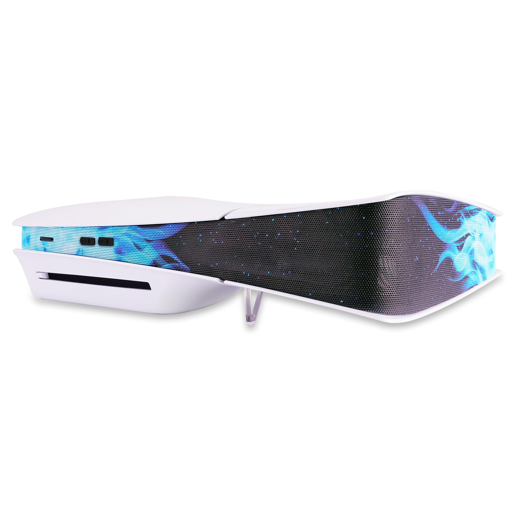 PlayVital Siatka Przeciwkurzowa z Silikonowe Zatyczki do ps5 Slim Disc & Digital,Osłona Przeciwpyłowa z Wtyczka Chroniąca Przed Kurzem do ps5 Slim Konsoli,Akcesoriów do ps5 Slim-Niebieski Płomień