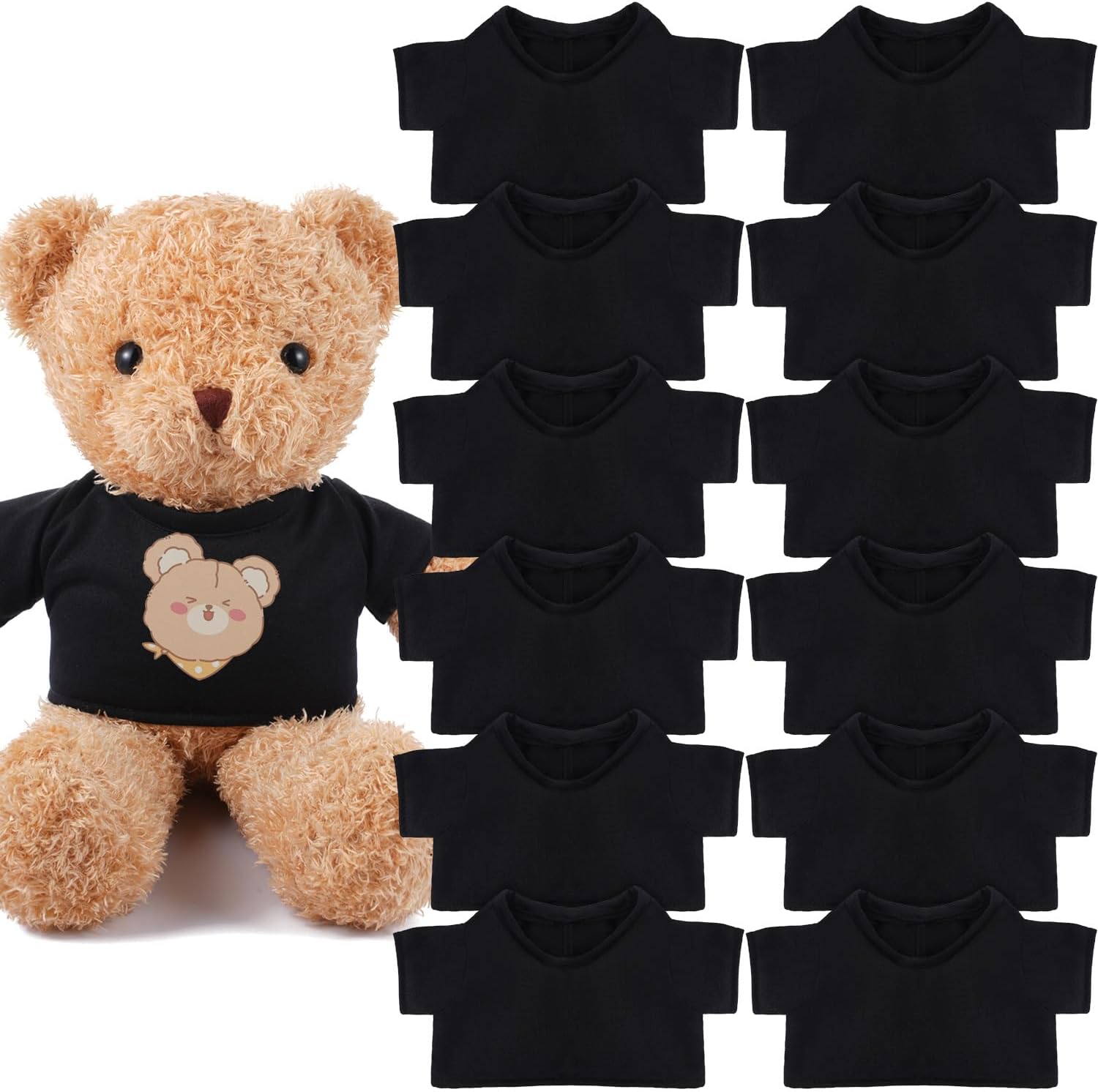 12 pcs stuffed animal tshirt clothes sublimation stuffed bear t-shirt blank plush bear doll fit 14-18 inches stuffed bear doll