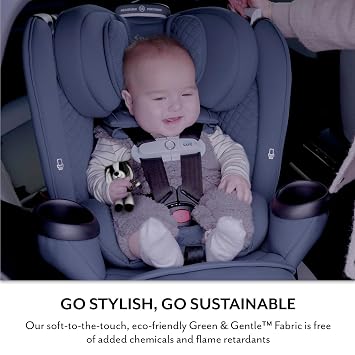Evenflo Revolve360 Extend All-in-One Rotating Car Seat with Green & Gentle Fabric (Travertine)
