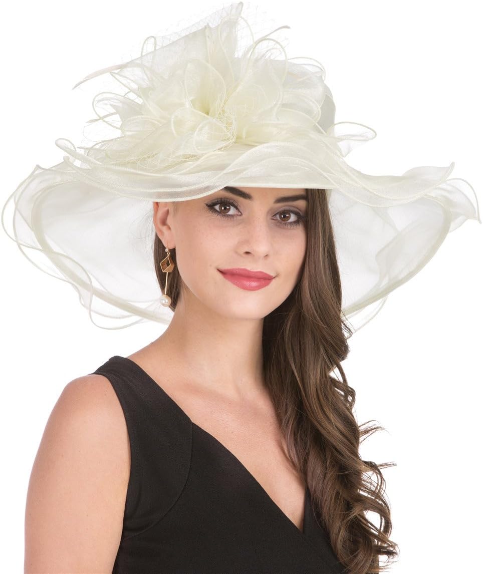 SAFERIN Women's Organza Church Kentucky Derby Fascinator Bridal Tea Party Wedding Hat - Image 3