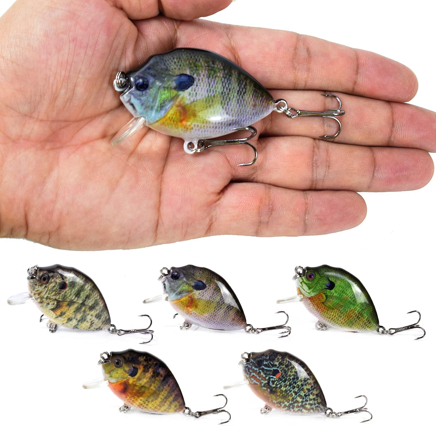 HUIOP wobbler Fishing Lure, 5PCS Fishing Lures 6cm 15g Mini Wobbler Fishing Lure Artificial Hard Bait Crankbait with Tackle Box for Fish Bass Fishing Tackle