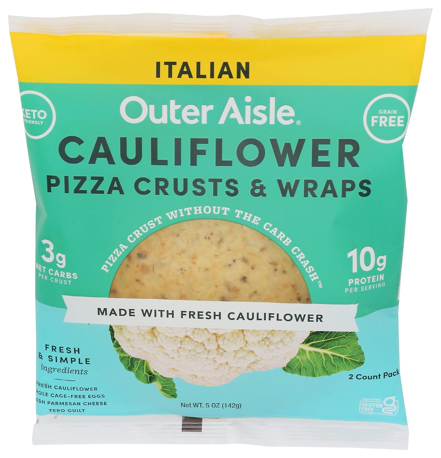 OUTER AISLE GOURMET Italian Cauliflower Pizza Crust, 5 OZ Grocery & Gourmet Food