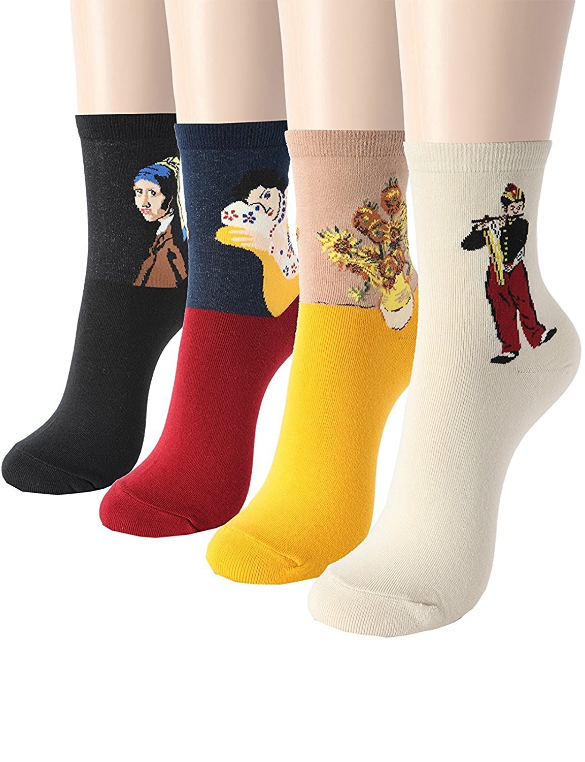 Womens Cat Socks - Crazy Cute Animal Dog Owl Print Crew Novelty Fun Funny Gift (Art - Art Pattern #2 4pcs)