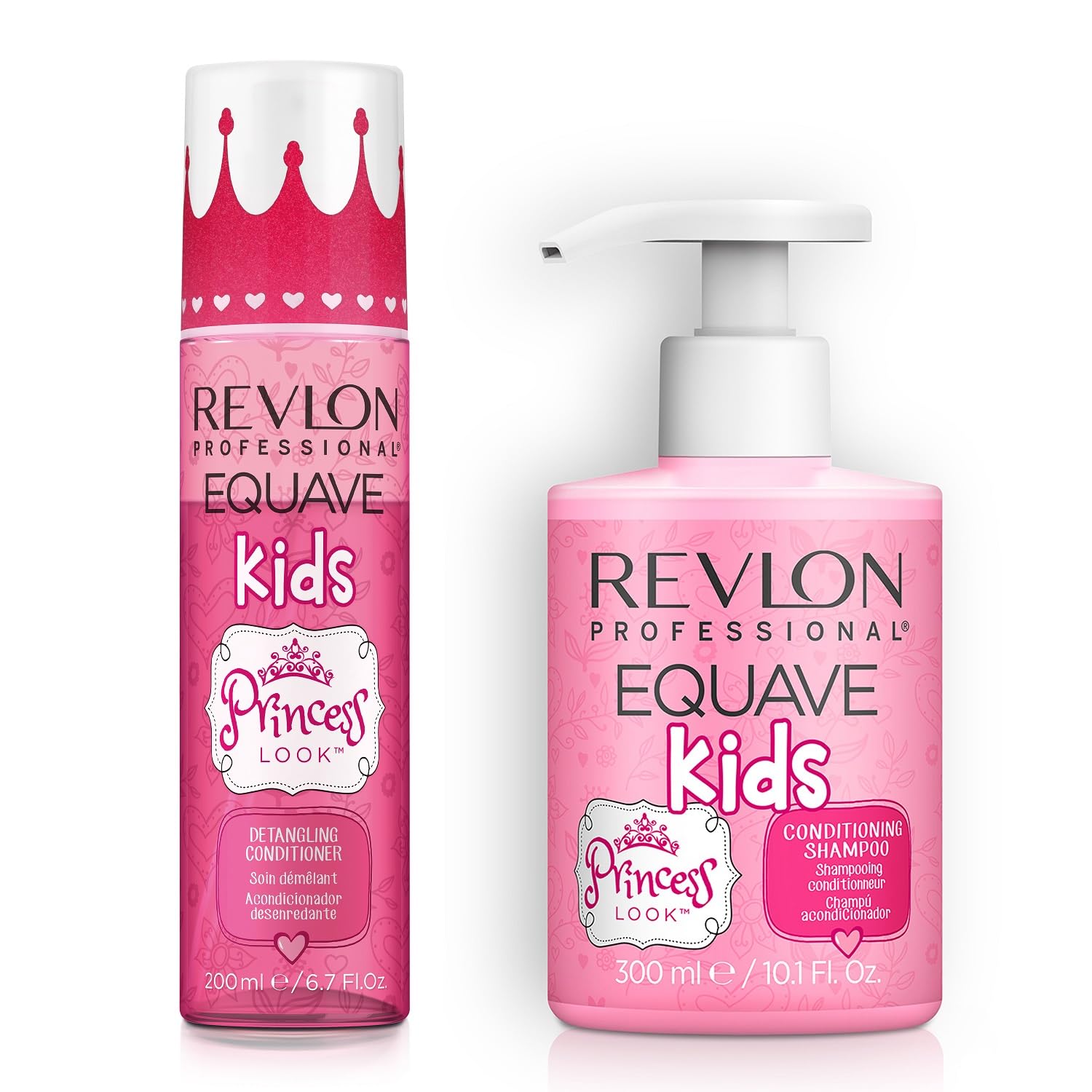 Revlon Professional Equave Kids Princess Look, Duo Enfant Shampoing Démêlant Hydratant & Soin Spray Démêlant Sans Rinçage, Sans Paraben, Sans Sulfate, Fraise
