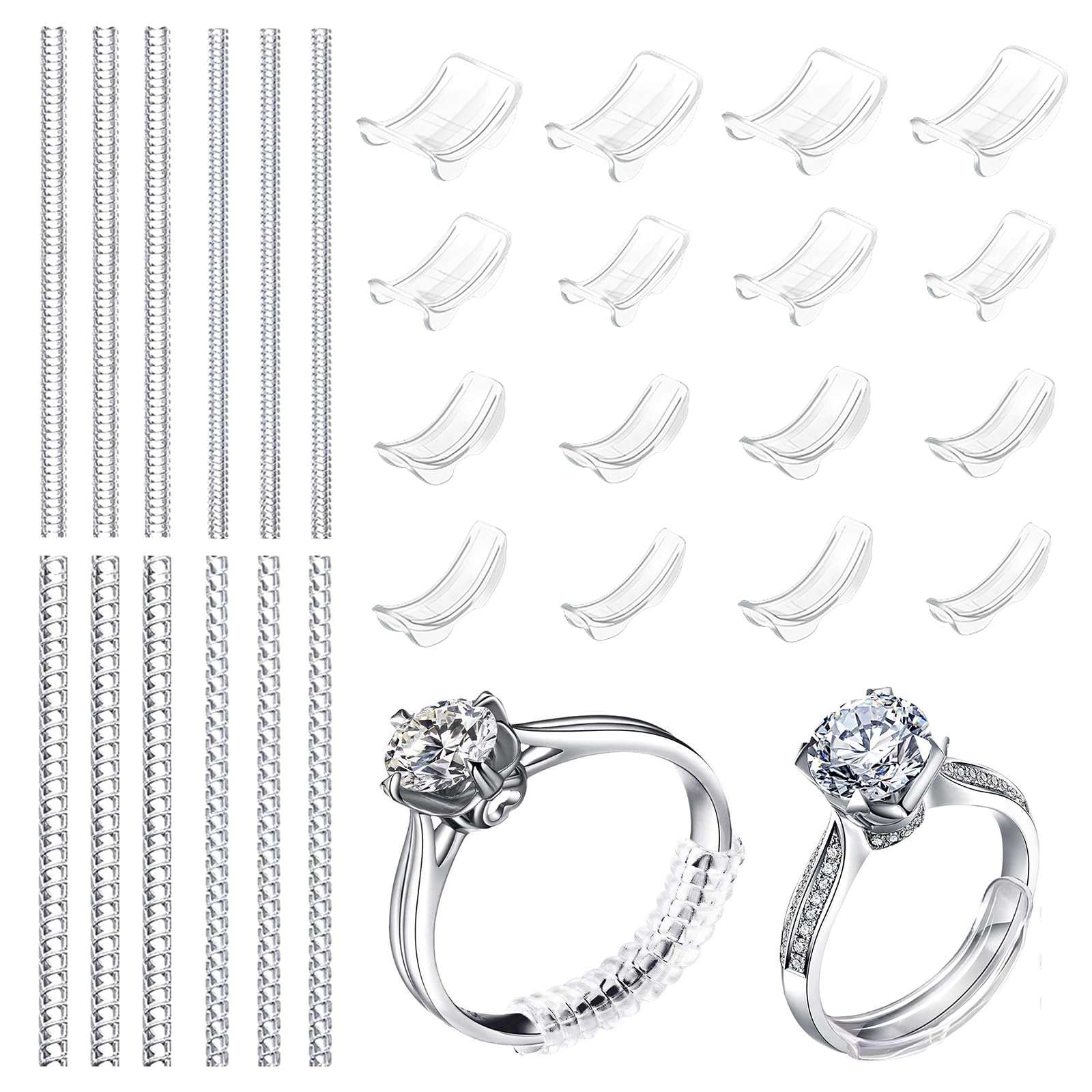 Amexo 36 Piezas Ajustador de Tamaño de Anillo para Anillos Sueltos Reductor Anillo Invisible Protectores de Anillo para Mujeres y Hombres Ajustador Anillo Transparente Apto Para Todos Anillos