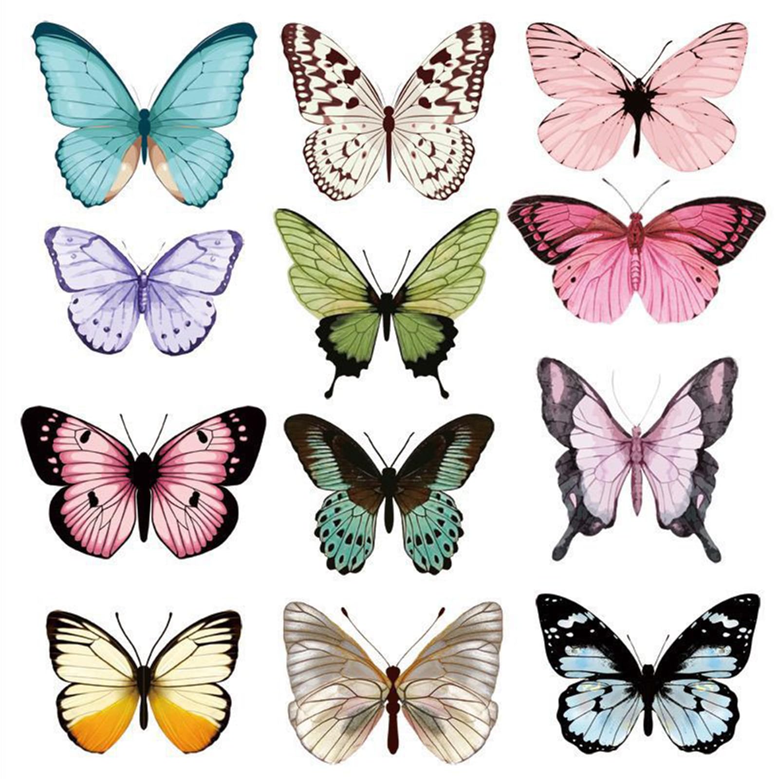 36 Pcs 3D Butterfly Wall Stickers, PVC Butterfly Decorations for Home Bedroom Party, Removable Wall Decals (Adhesive Not Included) for Living Room Wedding Decor