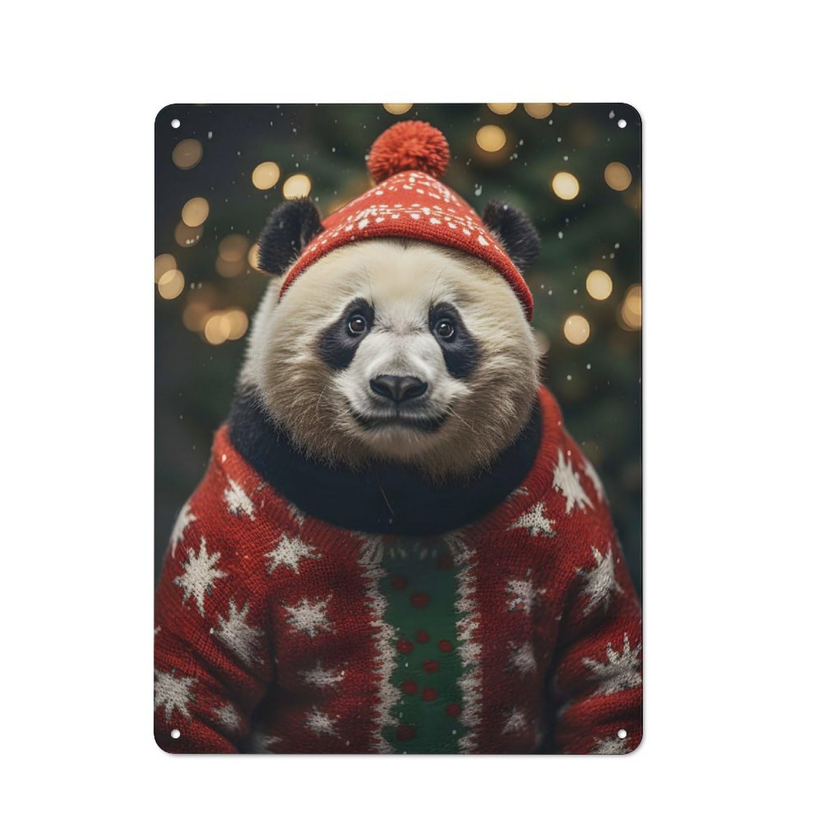 Junmoney Pandas Cozy Christmas Tin Sign 40X30cm With For Hallway Wall, Vintage Decor, For Home Interiors, Feature Walls And Decorative Displays