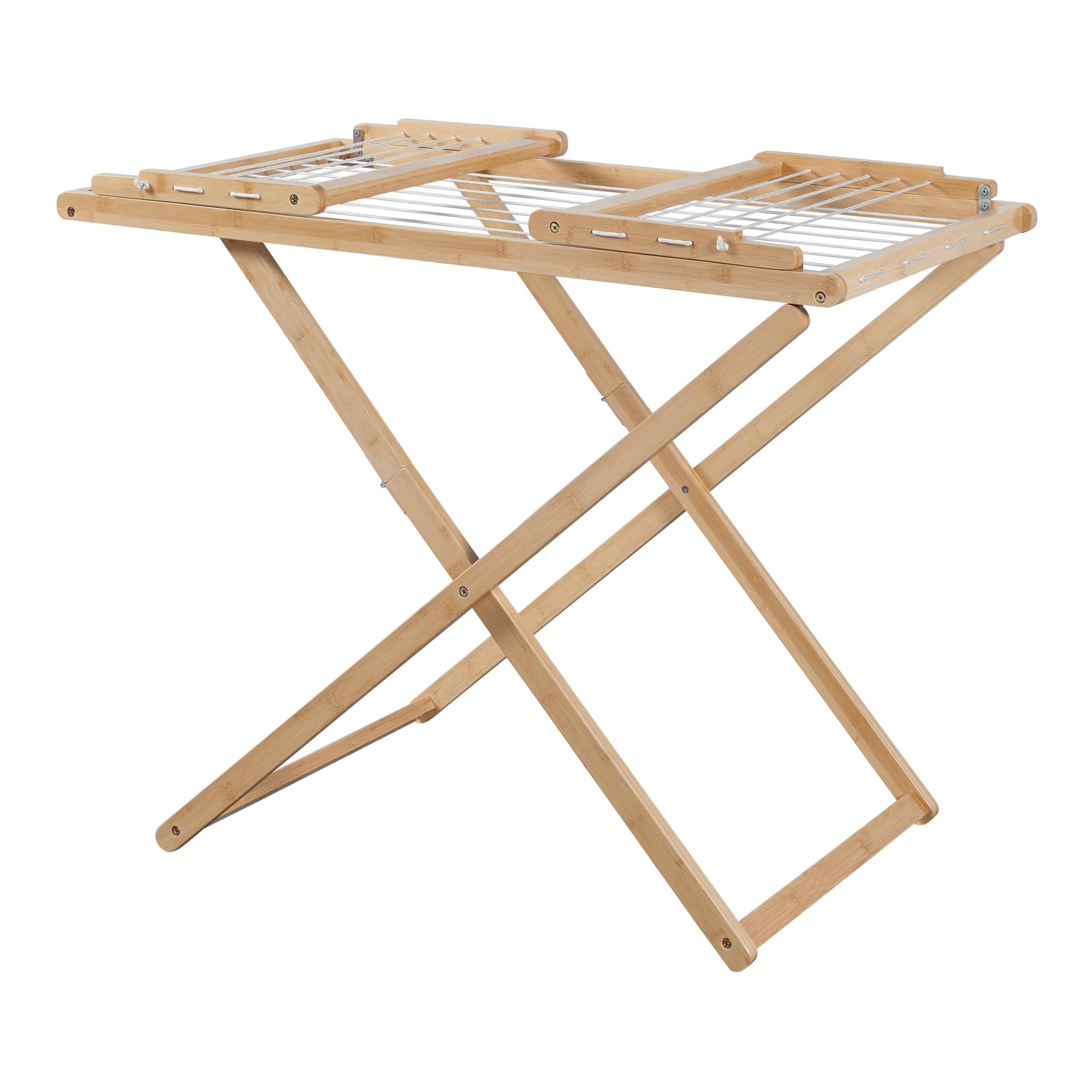 [en.casa] Wäscheständer Fakala Standtrockner klappbar Bambus 154 x 59 x 82 cm Flügelwäschetrockner mit Wäscheleinen Badezimmer Balkon