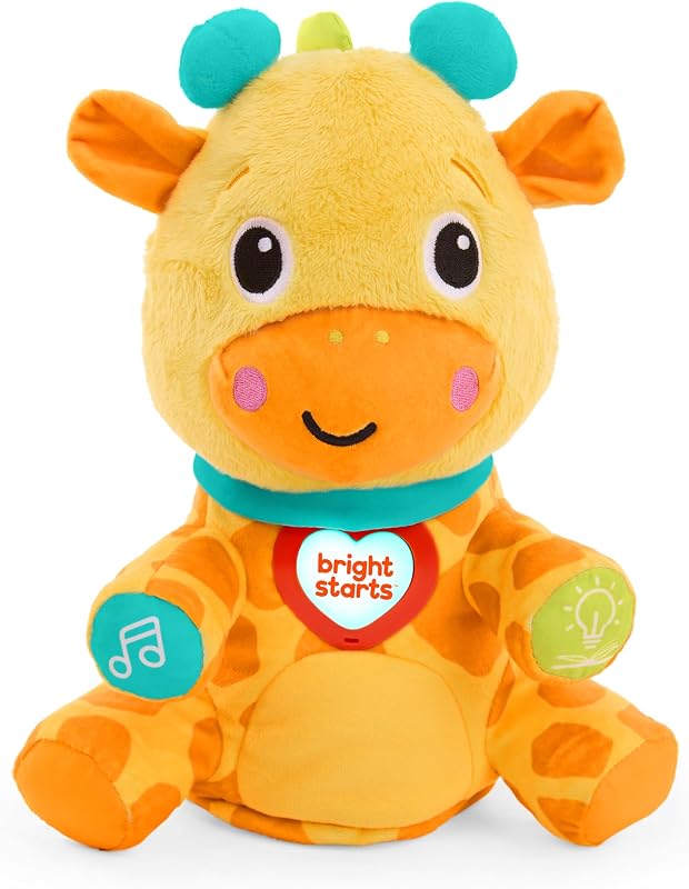 Bright Starts Chat & Cuddle Giraffe Musical Plush with Interactive Voice Recording & Mimic Features for Baby and Toddler, Learn Words & Phrases, Dances Along with Lights, Ages 6 Months+