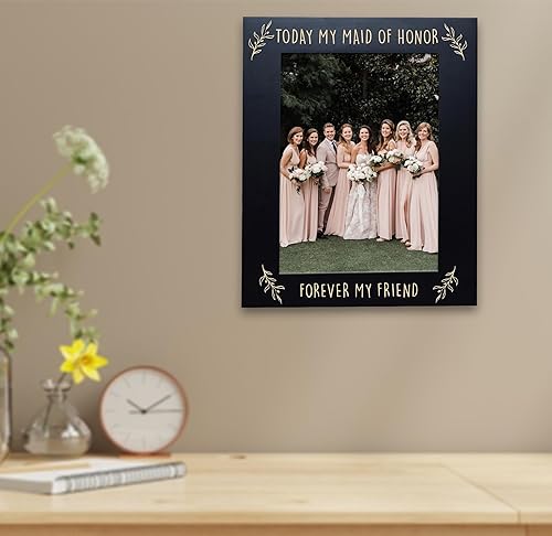 Miniatura 6 de XJF Marco de fotos grabado para dama de honor  Today My Maid of Honor Forever My Friend, regalo de boda para dama de honor de novia, regalo de dama