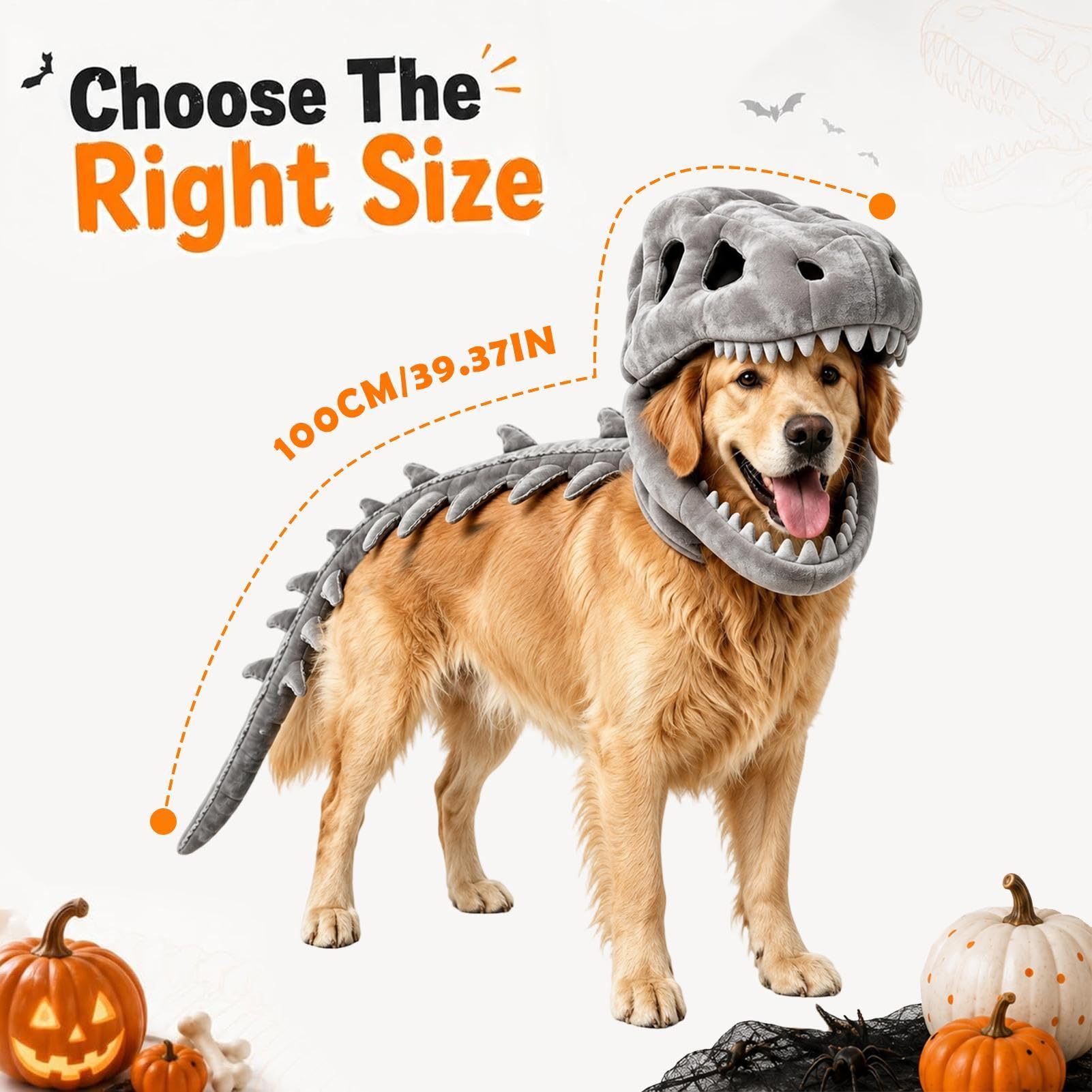 Costume da scheletro per cani, da dinosauro, per cosplay, 100 cm
