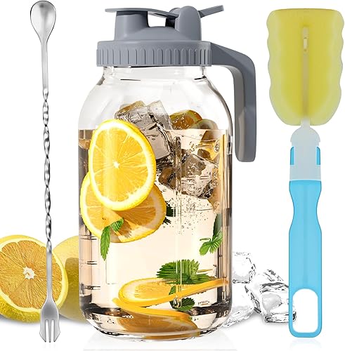 Miniatura 14 de Jarra de vidrio Mason Jar - Jarra de leche materna de 32 onzas con tapa de boquilla para vertido, sellado hermético, ideal para café frío, jugo