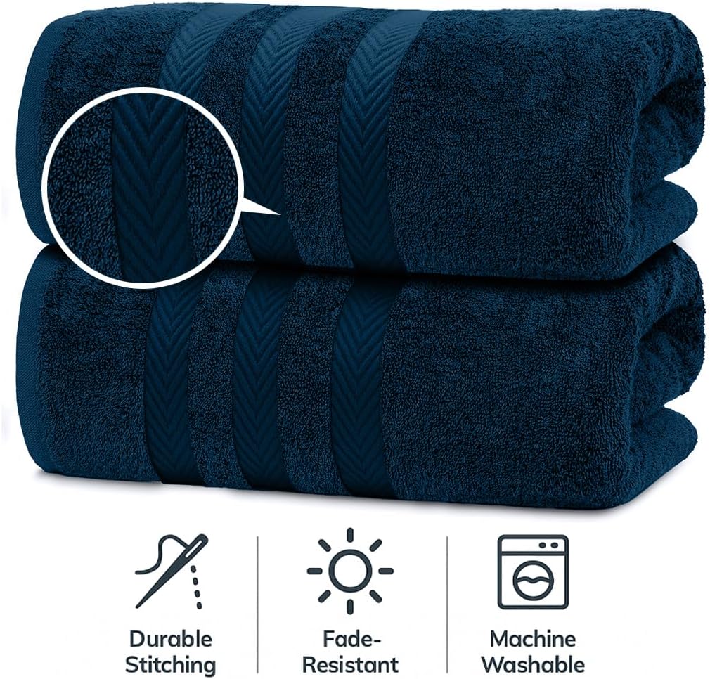 RIVERSIDE Pack of 2 Extra Large Bath Sheets 35 x 70 Inches - 100% Ring Spun Cotton Hotel Quality Oversized Bath Towels - Super Soft, Highly Absorbent & Quicker to Dry - Blue Opal