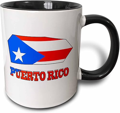 Miniatura 4 de 3dRose mug_55483_4 "La bandera de Puerto Rico en el mapa y nombre del país Puerto Rico" Taza negra de dos tonos, 11 oz, multicolor
