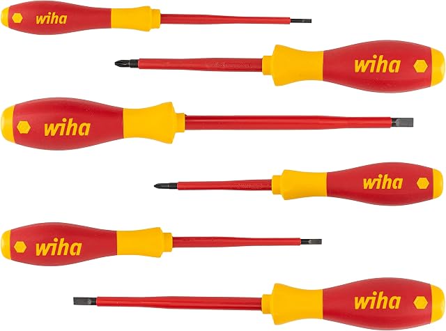 Wiha 00833 Series 320N Soft Finish Electric Screwdriver Set, Slotted, 6 Pieces