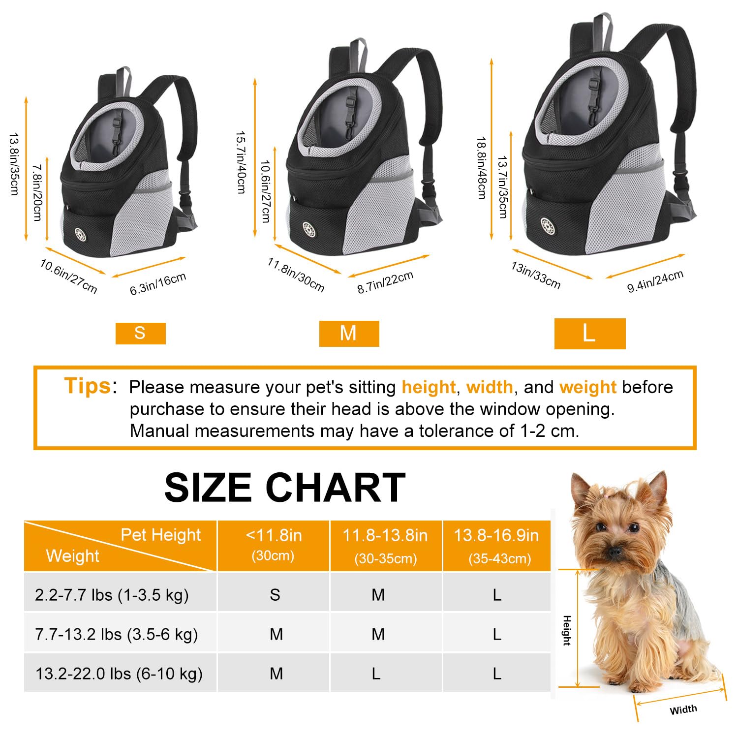 M MUNCASO Zaino Trasportino per Cani Borsa da Viaggio per Piccoli Animali Domestici Zaino Frontale per Cuccioli con Design Traspirante Testa-Fuori e Fondo Impermeabile Approvato dalle Compagnie Aeree