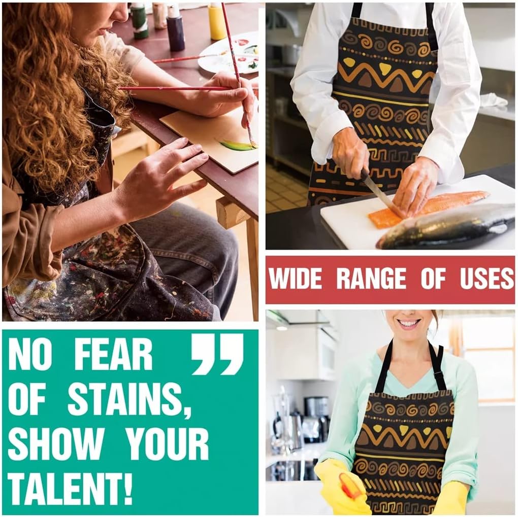 Circle Geometric Figure Printed Kitchen Cooking Baking Aprons Canvas Sleeveless for Women Man Kids Home
