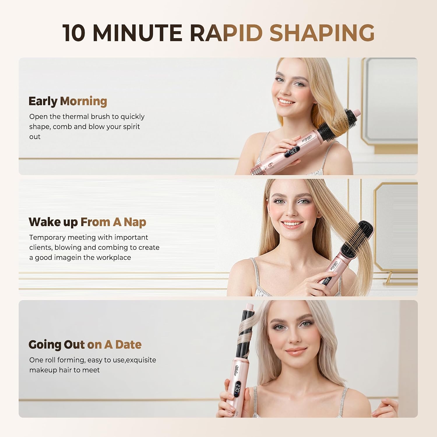 UKLISS 5-in-1 Hot Air Brush & Hair Dryer Air Styler with Auto-Wrap Curlers
