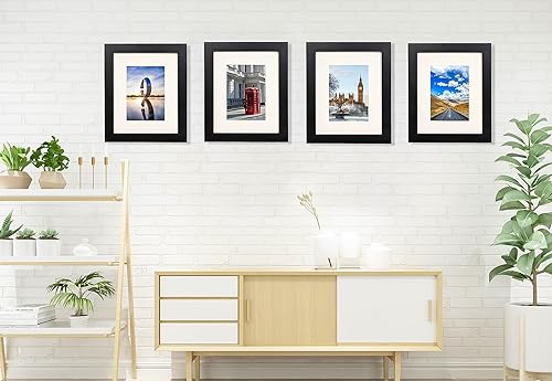 Miniatura 6 de 2 juegos de marcos de fotos de madera negra de 8 x 10 pulgadas, vidrio templado, hecho de lujo asequible, con 1 tablero blanco para fotos de 5 x 7