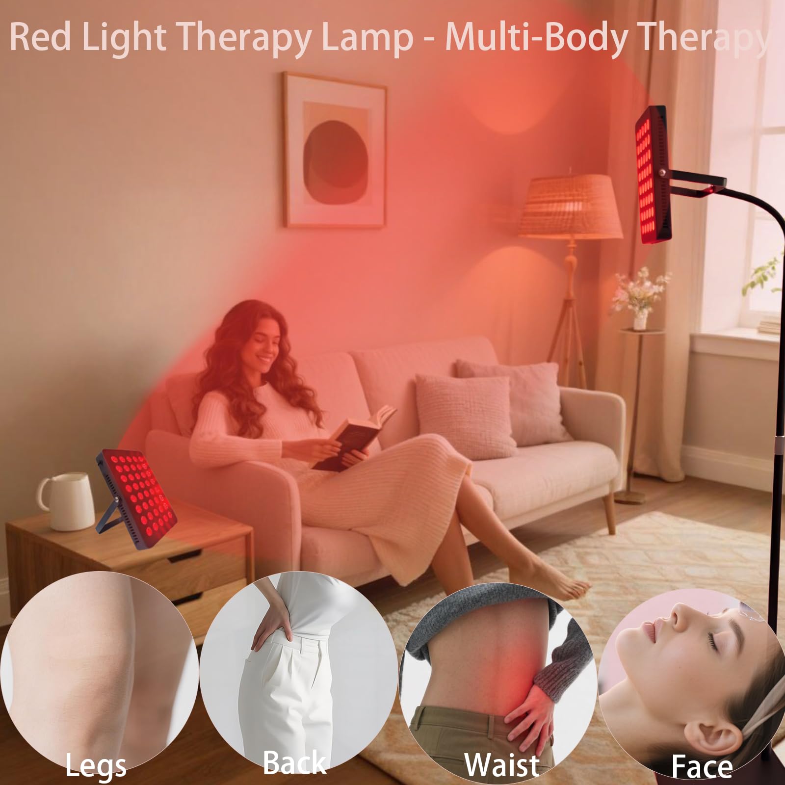 Lampada per terapia con luce rossa, luce infrarossa 40 LED, 660 nm e 850 nm, 80 W, con supporto, doppia lunghezza d'onda, luminosità regolabile, timer per uso in palestra, per muscoli