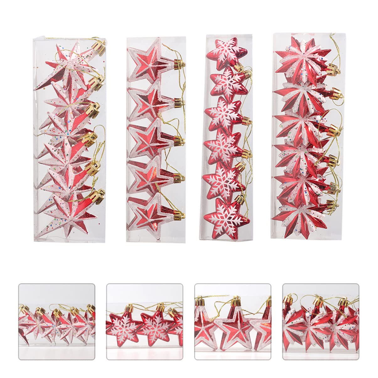 Amosfun 3 Juegos De Adornos Navideños De Estrellas Poligonales para Fiestas para Fotos De Pared De Árbol 23 Piezas X 3