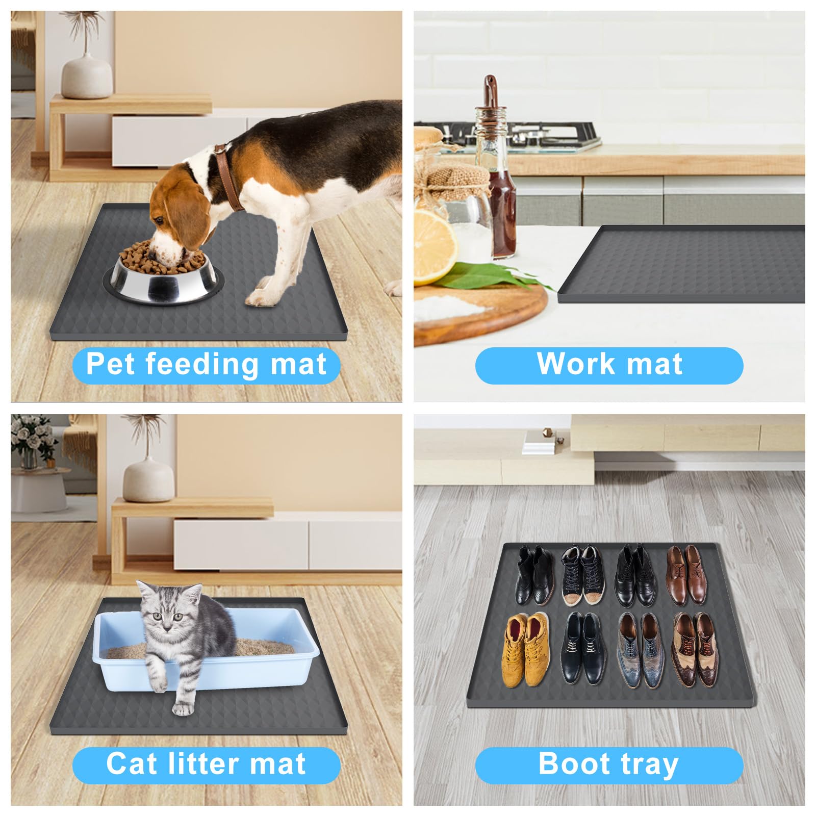 Koelkast siliconen mat met 0,8 inch verhoogde randen 60 x 50 cm onder de koelkast mat zacht onder de koelkast vloerbeschermer wasbaar onder de wasmachine mat voor droger mini-koelkast wijnkast