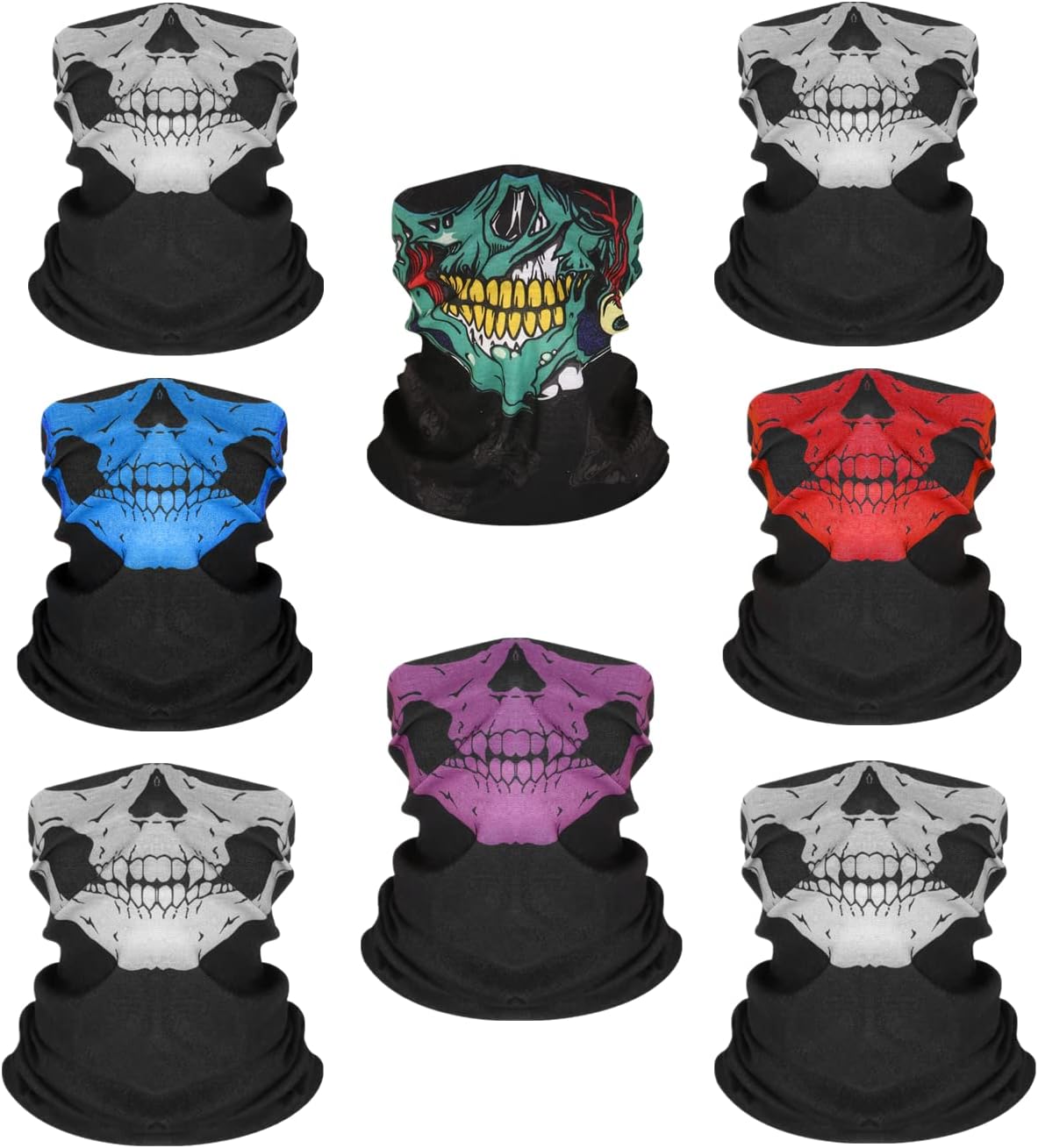 8PCS Scarves Bandanas Face Tube Black Headband, Motorcycle Multi Function Headwear Hat Scarf Neck Warmer Balaclava